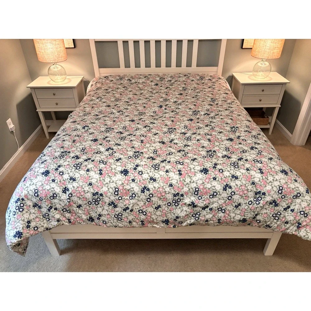 Kate Spade QUEEN Comforter SET Evening Bloom Floral Cotton Green Blue Pink White